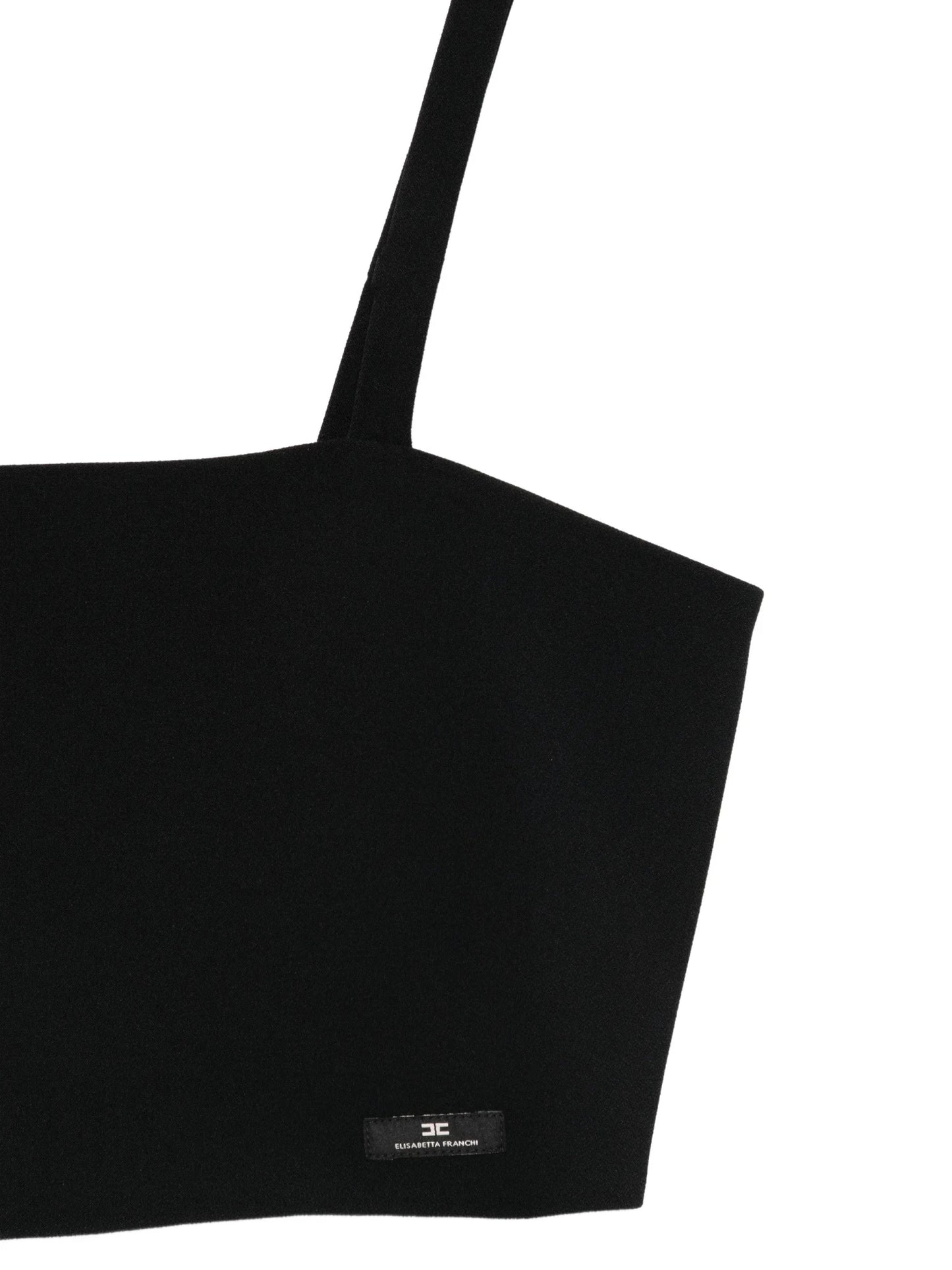 TOP IN CREPE NERO CON LOGO ELISABETTA FRANCHI - Angel Luxury