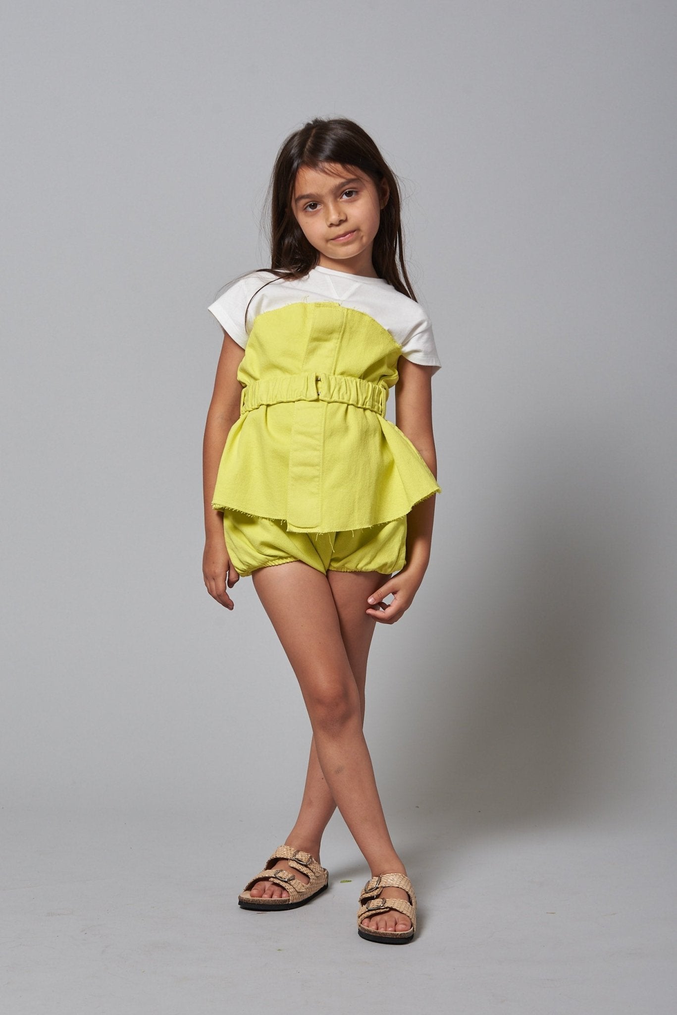 TOP IN DENIM CON CINTURINO LIME DOUUOD - Angel Luxury