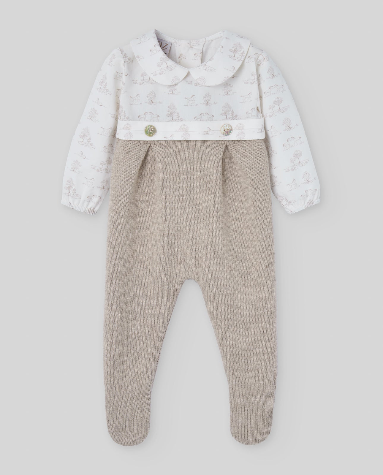 TUTINA PER NEONATO BEIGE CON FANTASIA PAZ RODRIGUEZ - Angel Luxury