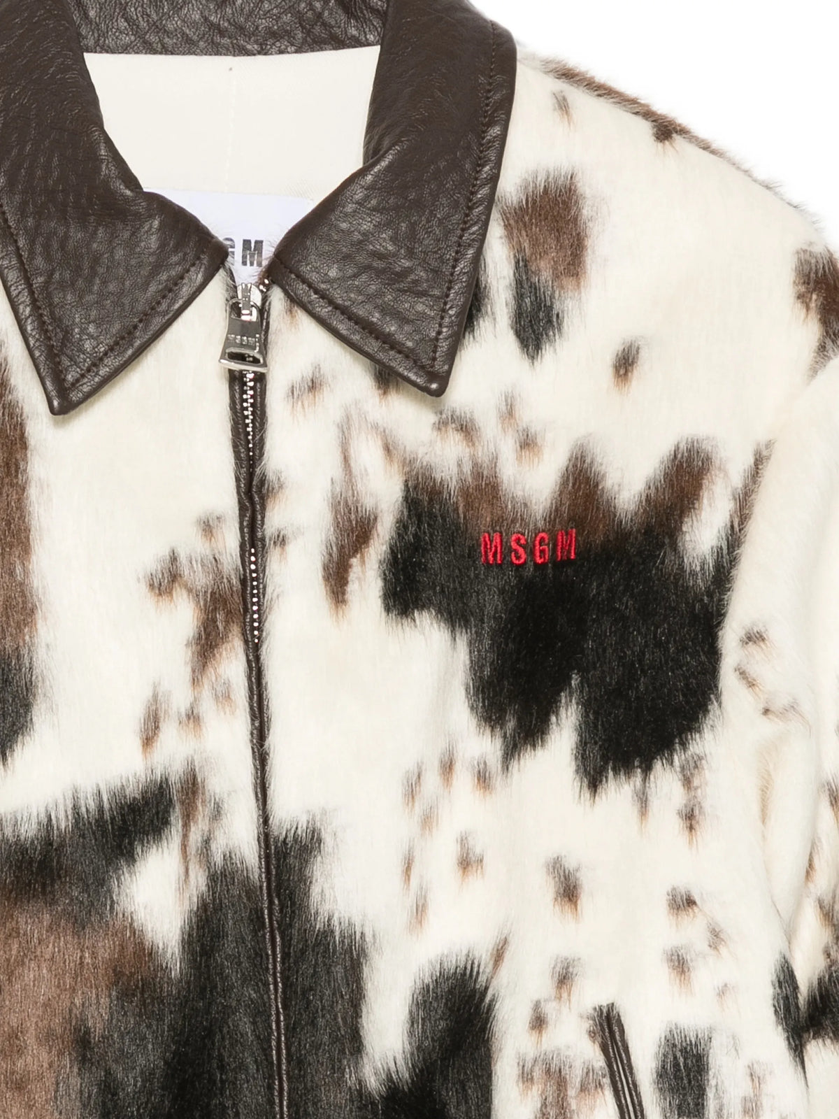 GIACCA CON ZIP MUCCATA CON LOGO ROSSO MSGM