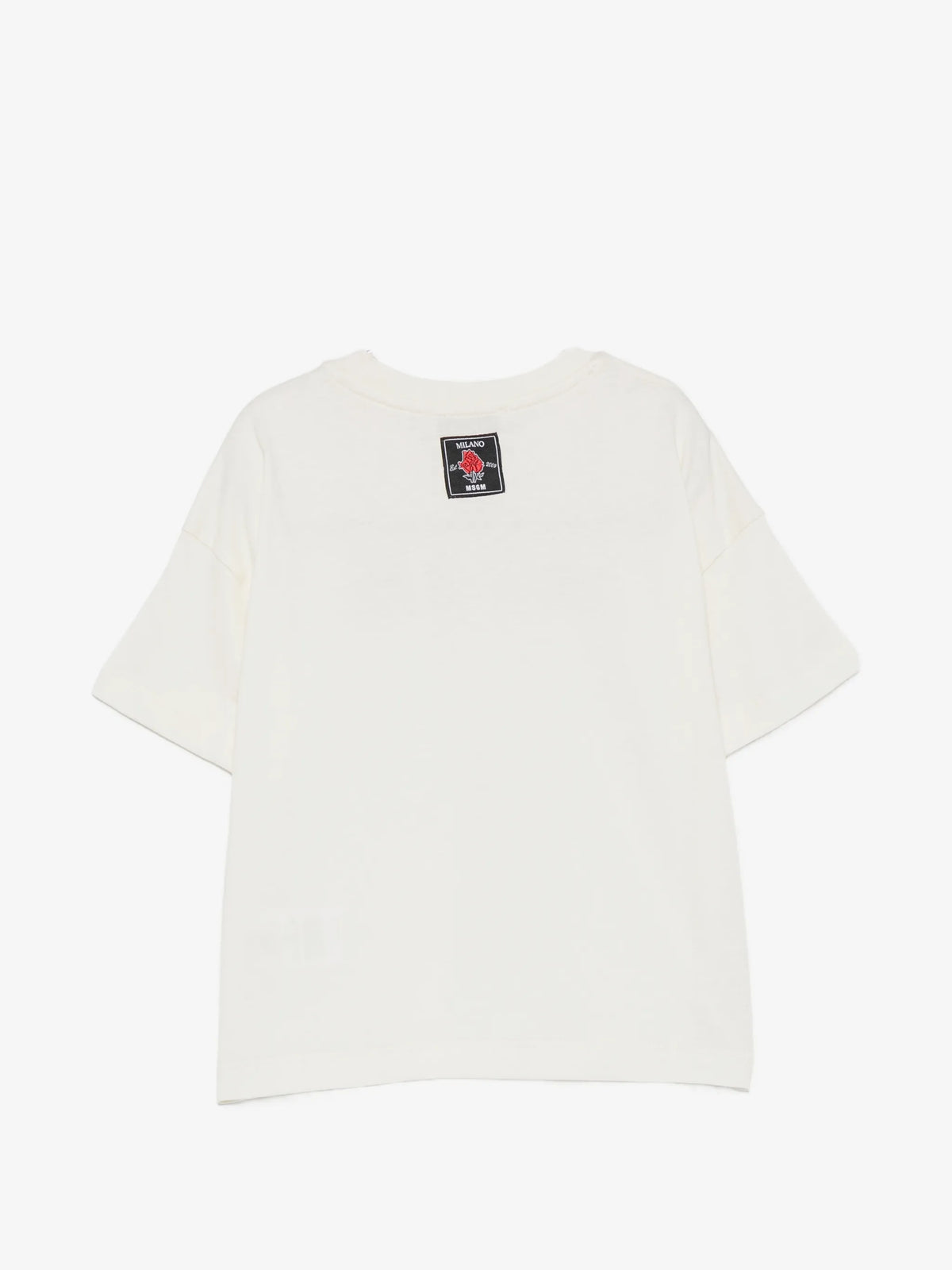 T-SHIRT CREMA CON LOGO IN TESSUTO CAVALLINO MSGM