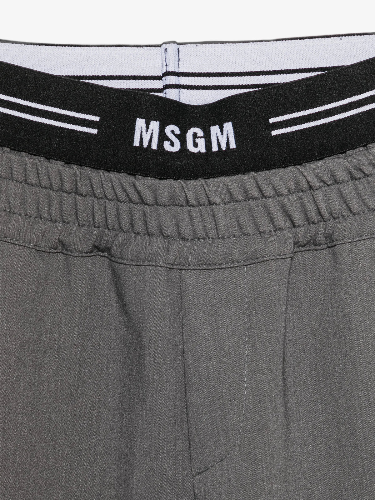 PANTALONE GRIGIO CON ELASTICO IN VITA NERO LOGATO BIANCO MSGM
