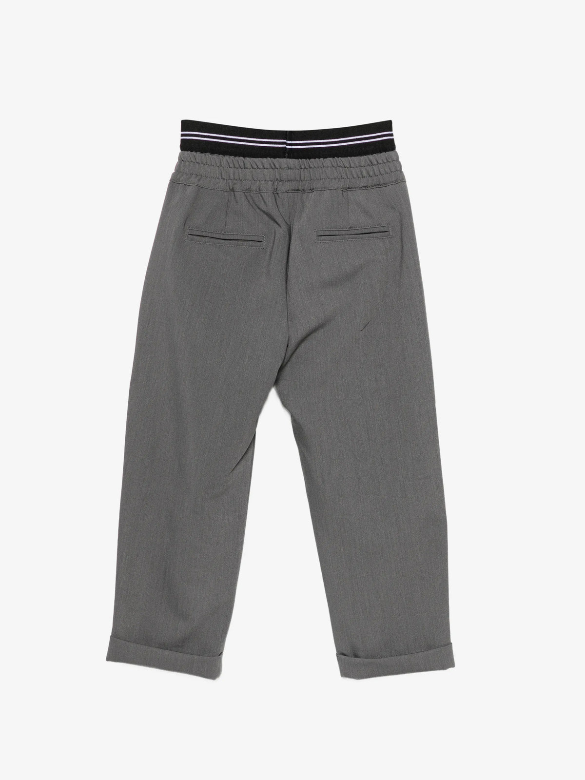 PANTALONE GRIGIO CON ELASTICO IN VITA NERO LOGATO BIANCO MSGM