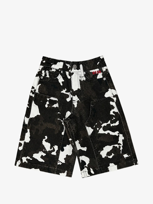 BERMUDA CON STAMPA MUCCATA LOGO RICAMATO ROSSO MSGM