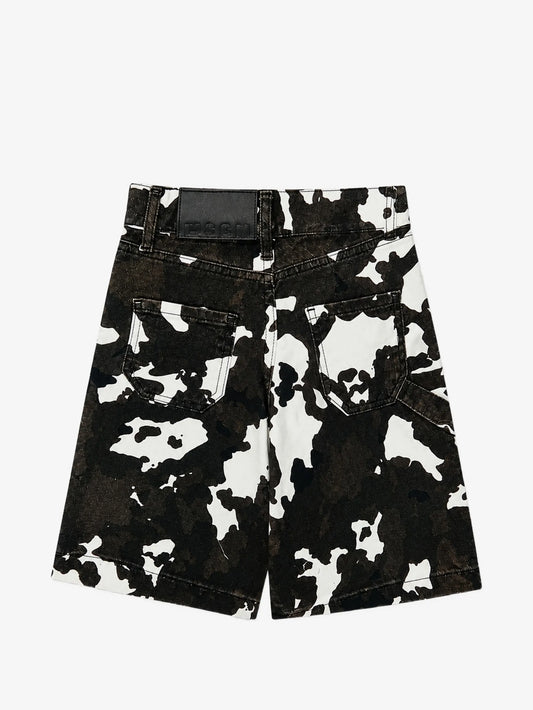 BERMUDA CON STAMPA MUCCATA LOGO RICAMATO ROSSO MSGM