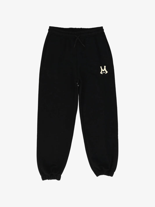 PANTALONE JERSEY NERO CON LOGO CREMA MSGM
