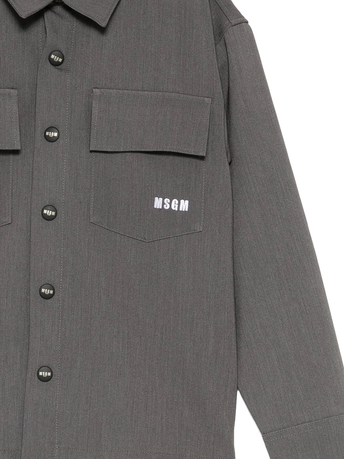 CAMICIA GRIGIA CON TASCHE SUL DAVANTI BOTTONI NERI LOGATI MSGM