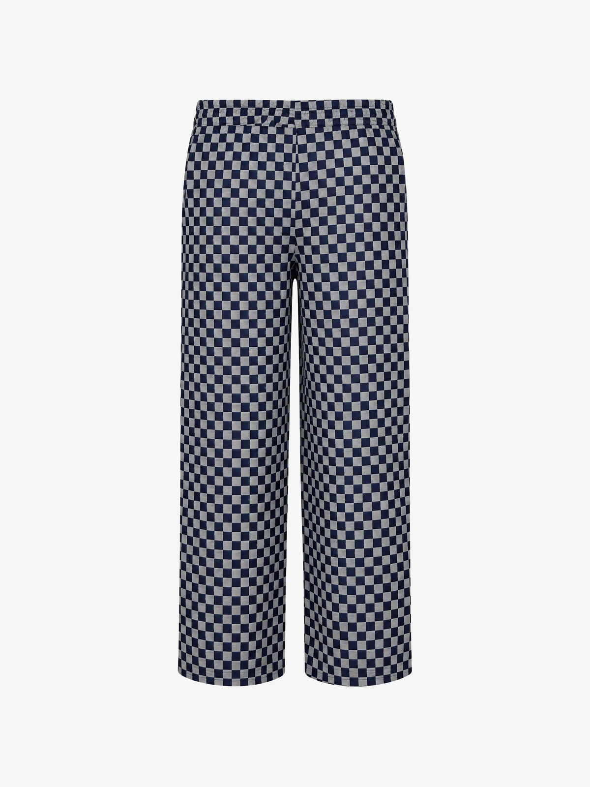 PANTALONE A QUADRETTI BLU CON LOGO IN RICAMO MSGM