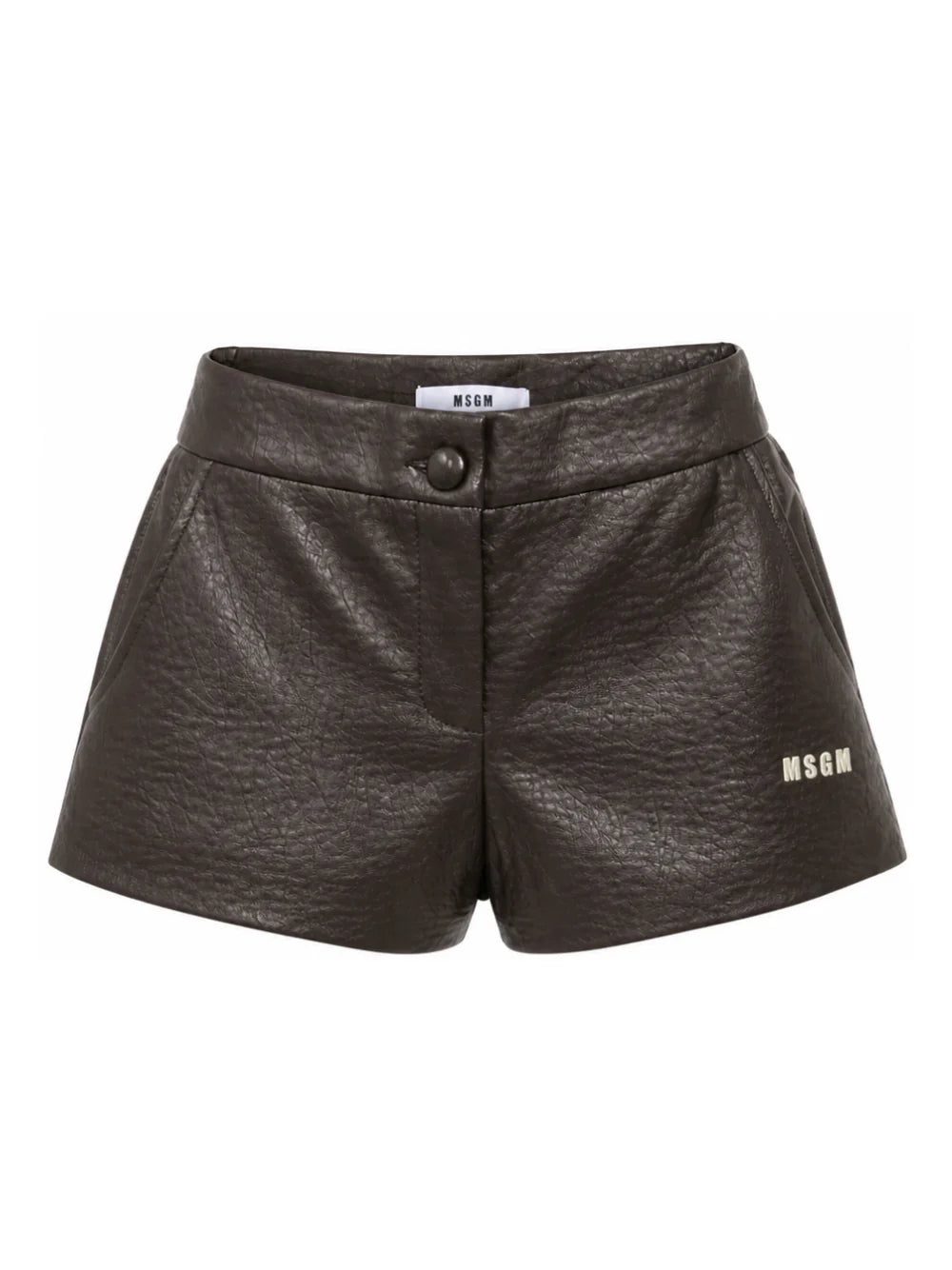 SHORTS MARRONE CON LOGO BIANCO MSGM
