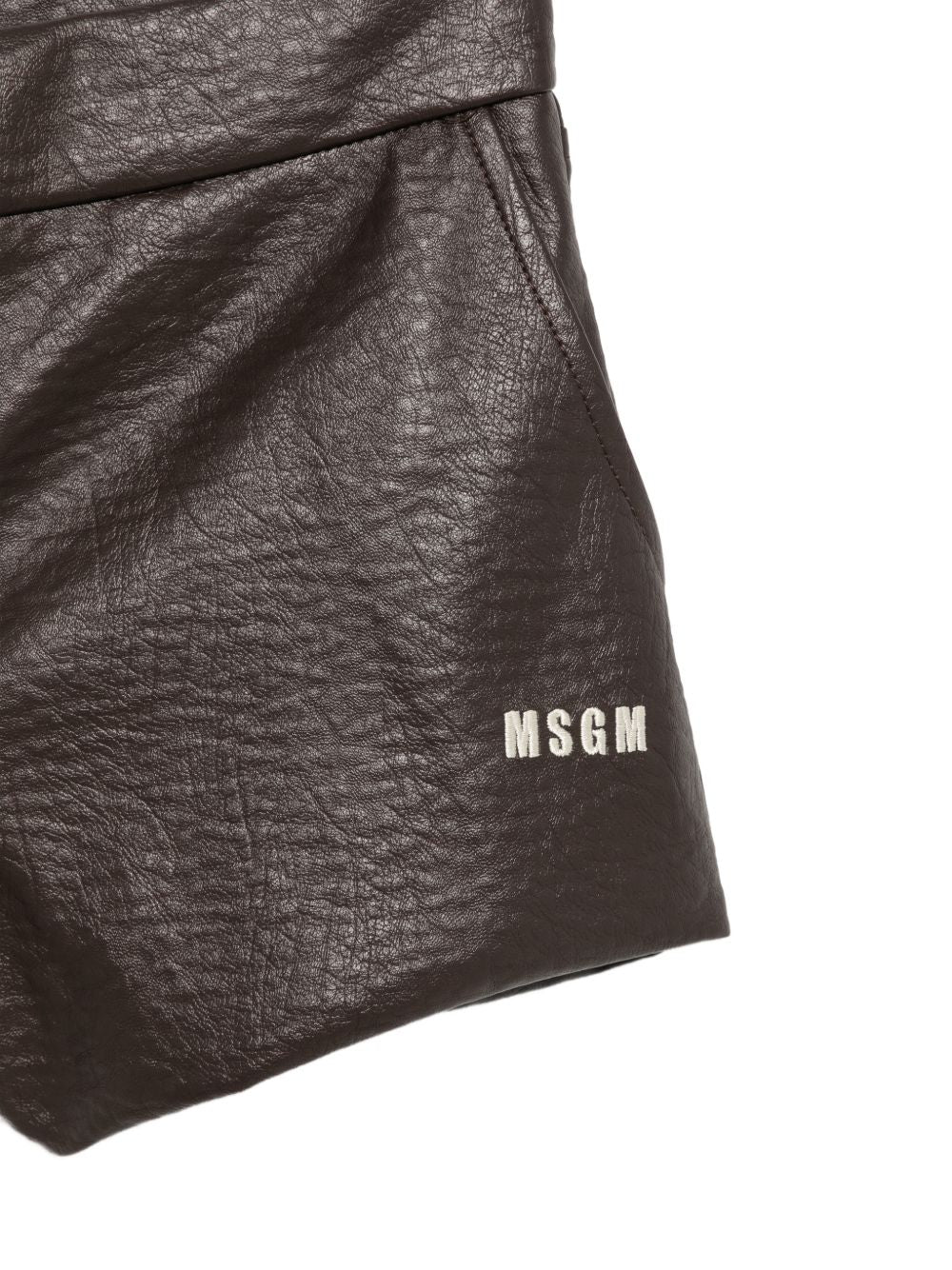 SHORTS MARRONE CON LOGO BIANCO MSGM