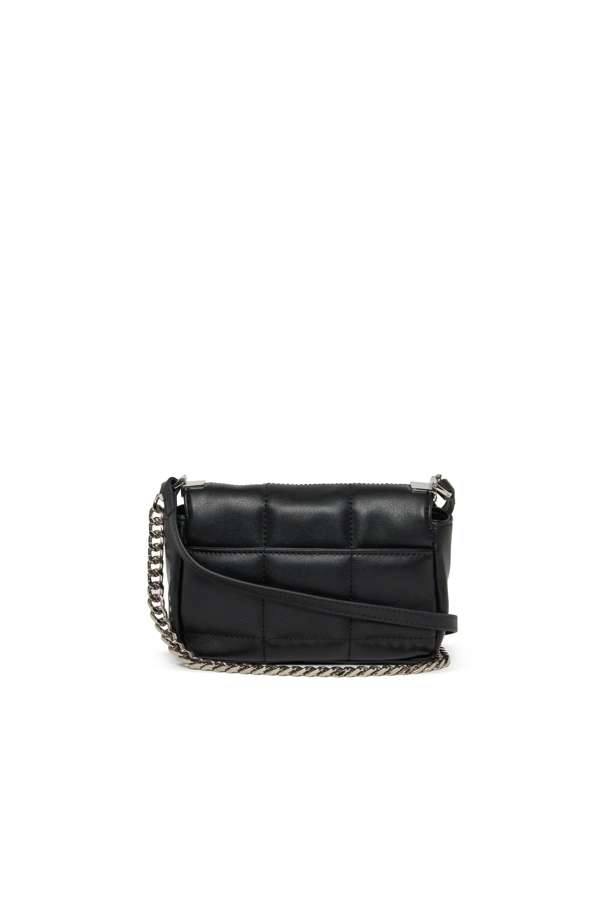 BORSA NERA TRAPUNTATA CON LOGO ARGENTO DSQUARED2