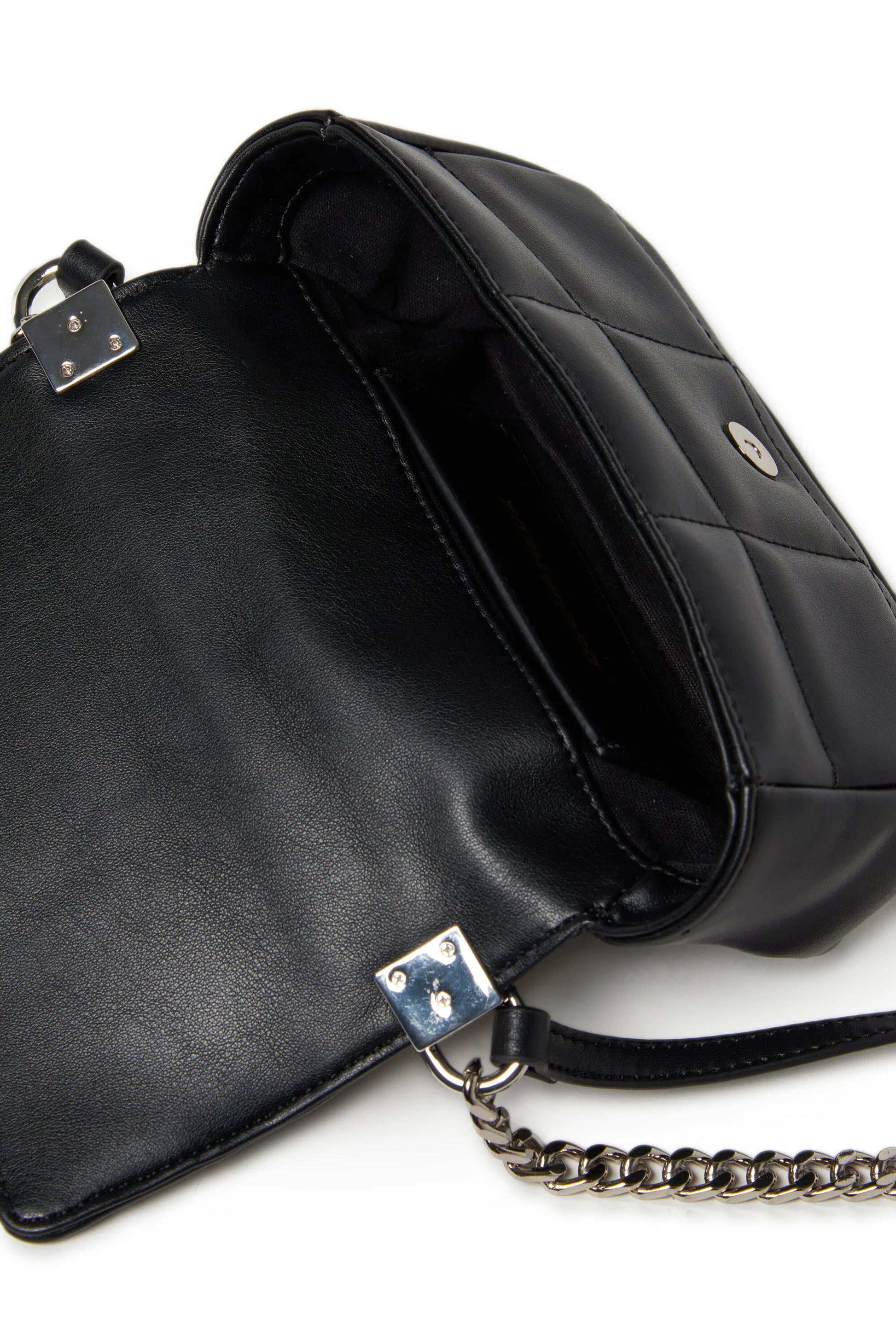 BORSA NERA TRAPUNTATA CON LOGO ARGENTO DSQUARED2