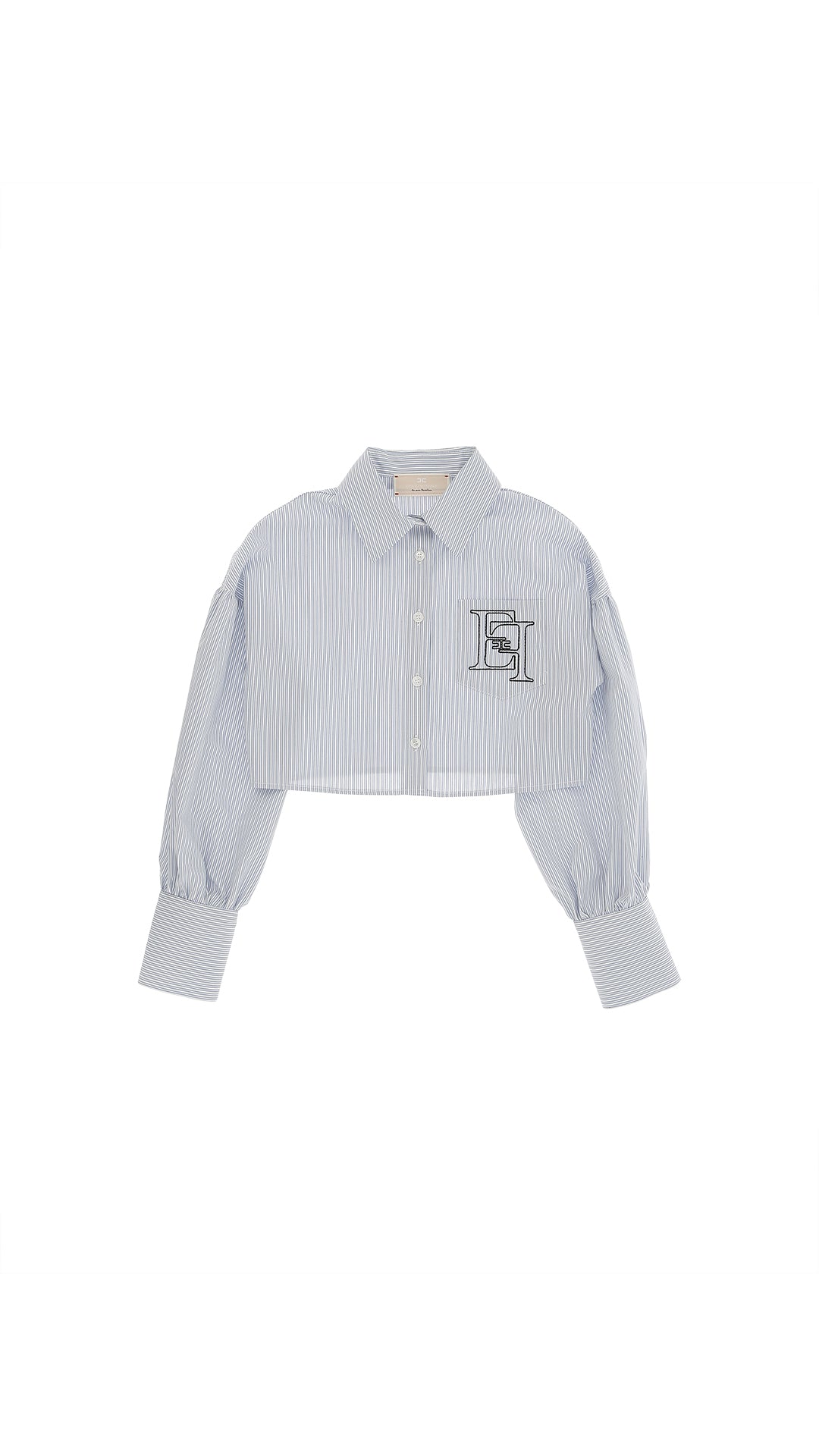 CAMICIA A RIGHE SOTTILI BIANCO/CELESTECON RICAMO ELISABETTA FRANCHI