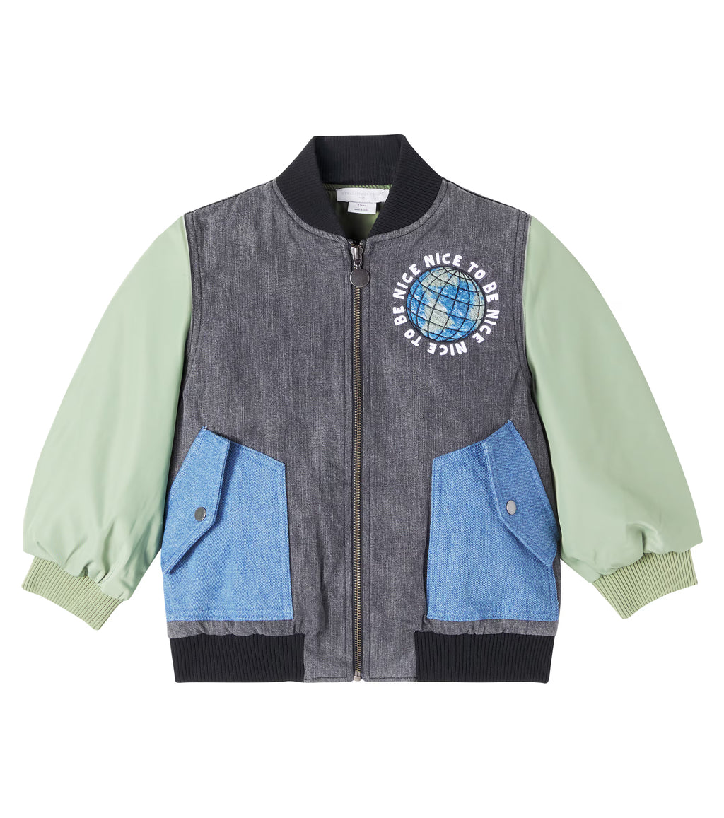 GIACCA BOMBER IN DENIM CON MANICHE CONTRASTO STELLA MCCARTNEY