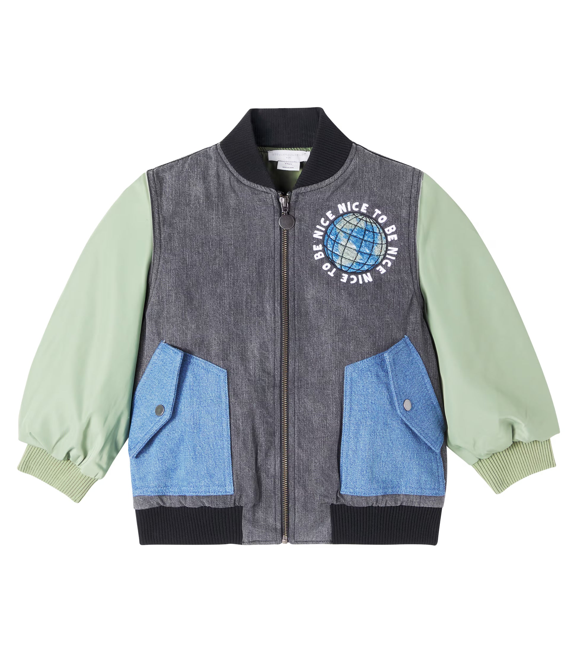 GIACCA BOMBER IN DENIM CON MANICHE CONTRASTO STELLA MCCARTNEY