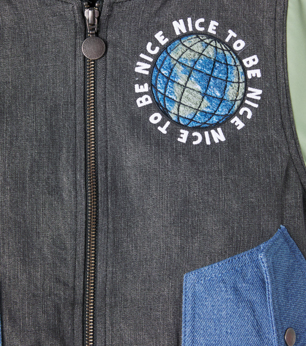 GIACCA BOMBER IN DENIM CON MANICHE CONTRASTO STELLA MCCARTNEY