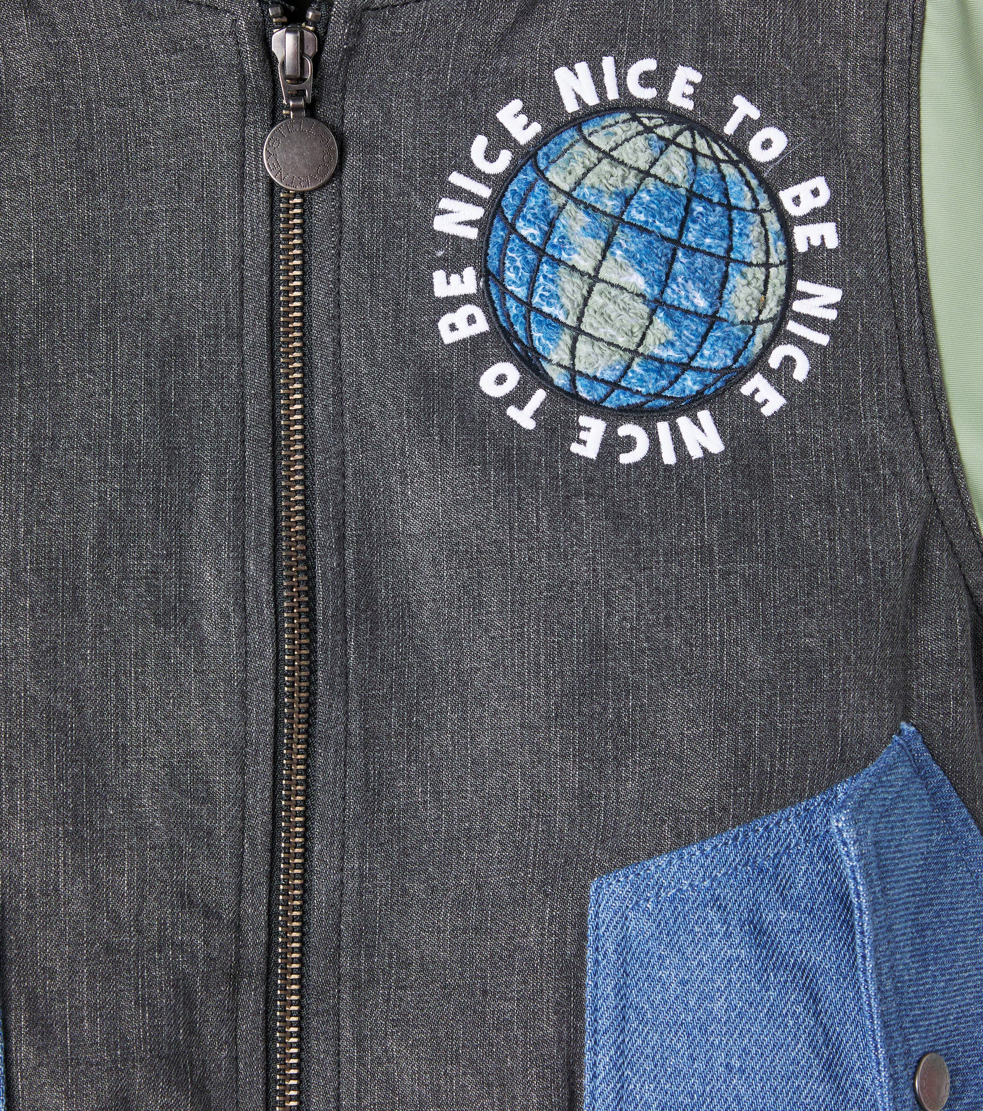 GIACCA BOMBER IN DENIM CON MANICHE CONTRASTO STELLA MCCARTNEY