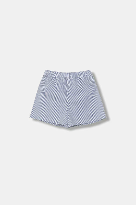 SHORTS A RIGHE BIANCO E AZZURRO CON LOGO RICAMATO ELISABETTA FRANCHI
