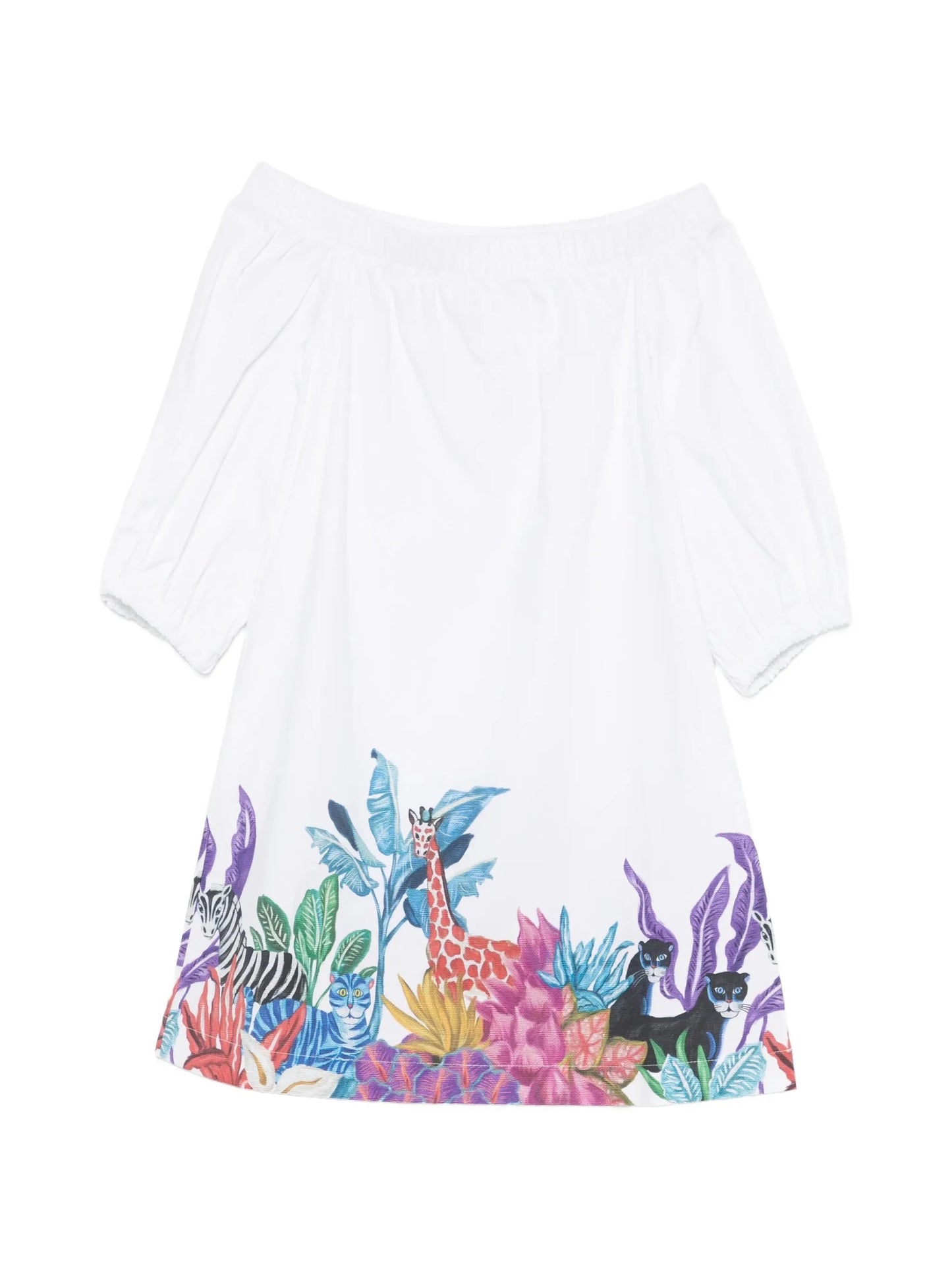 ABITO BIANCO CON FANTASIA DELLA GIUNGLA STELLA JEAN - Angel Luxury