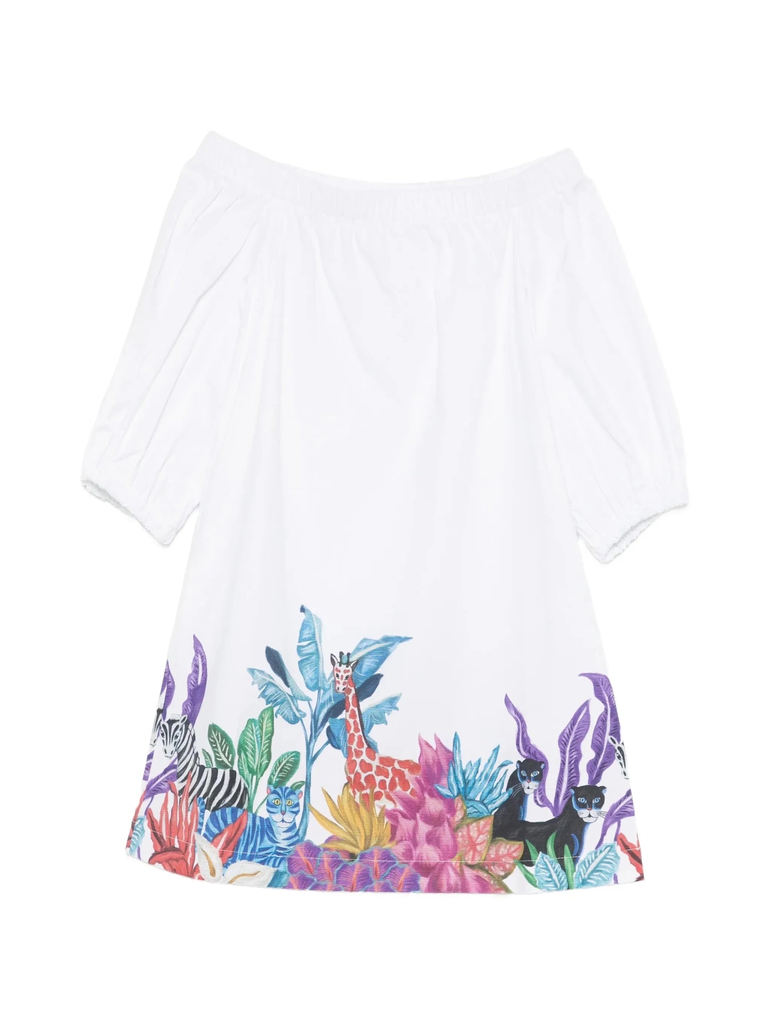 ABITO BIANCO CON FANTASIA DELLA GIUNGLA STELLA JEAN - Angel Luxury