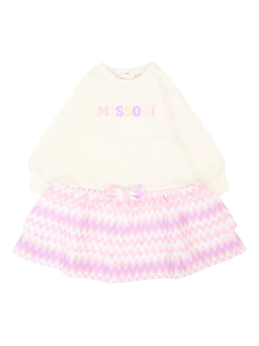 ABITO BIANCO CON FANTASIA ZIG ZAG ROSA - LILLA MISSONI - Angel Luxury