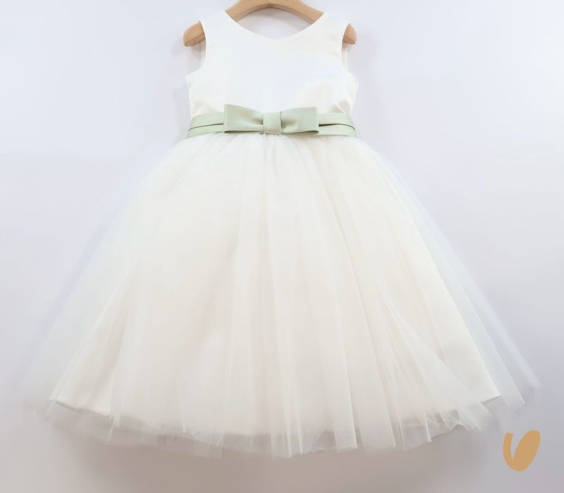 ABITO BIANCO CON FIOCCO VERDE FLO' - Angel Luxury
