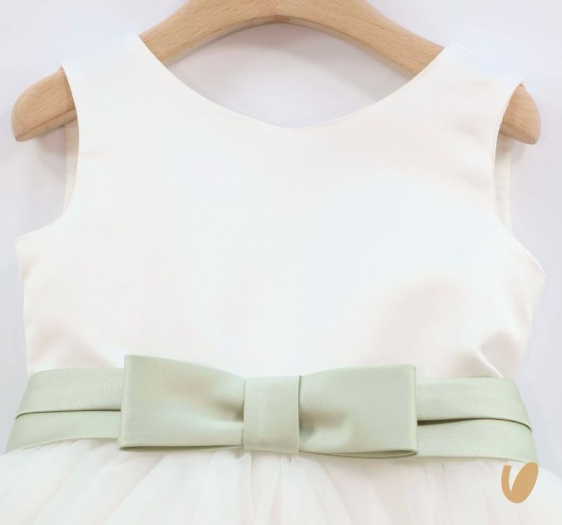 ABITO BIANCO CON FIOCCO VERDE FLO' - Angel Luxury