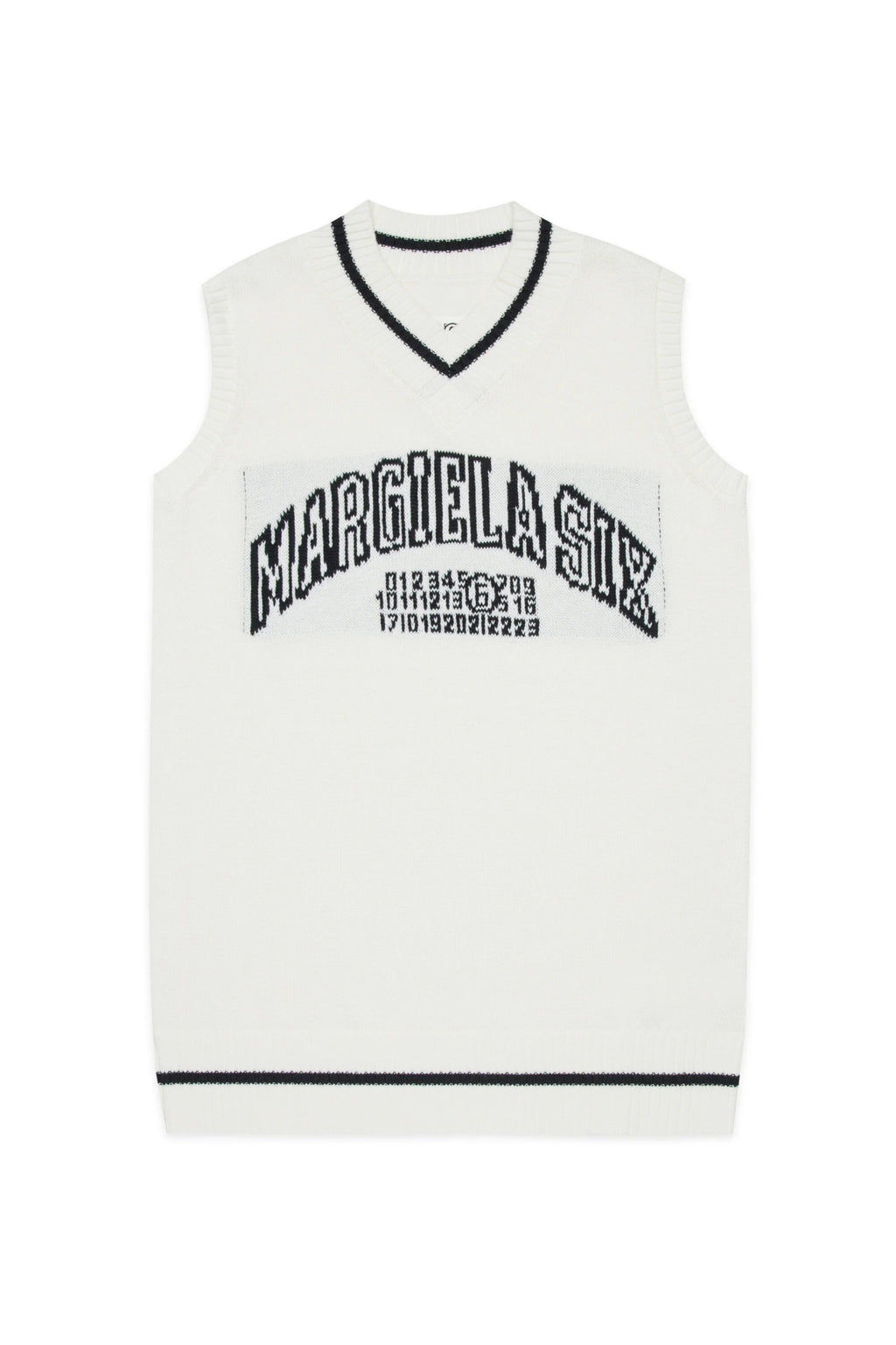 ABITO BIANCO CON SCOLLO A V CON LOGO NERO MAISON MARGIELA - Angel Luxury