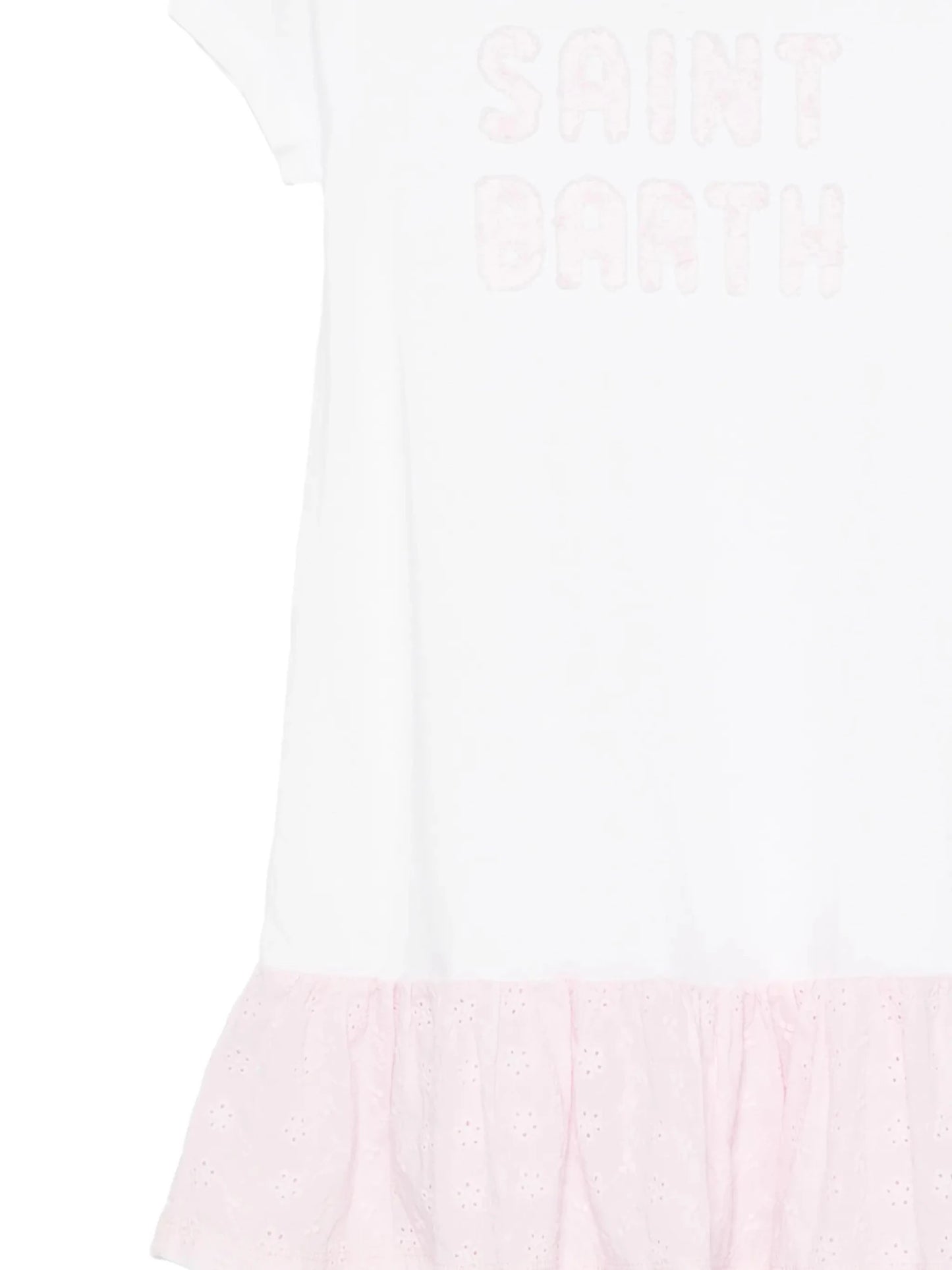 ABITO BIANCO CON VOLANT E LOGO ROSA MC2 SAINT BARTH - Angel Luxury