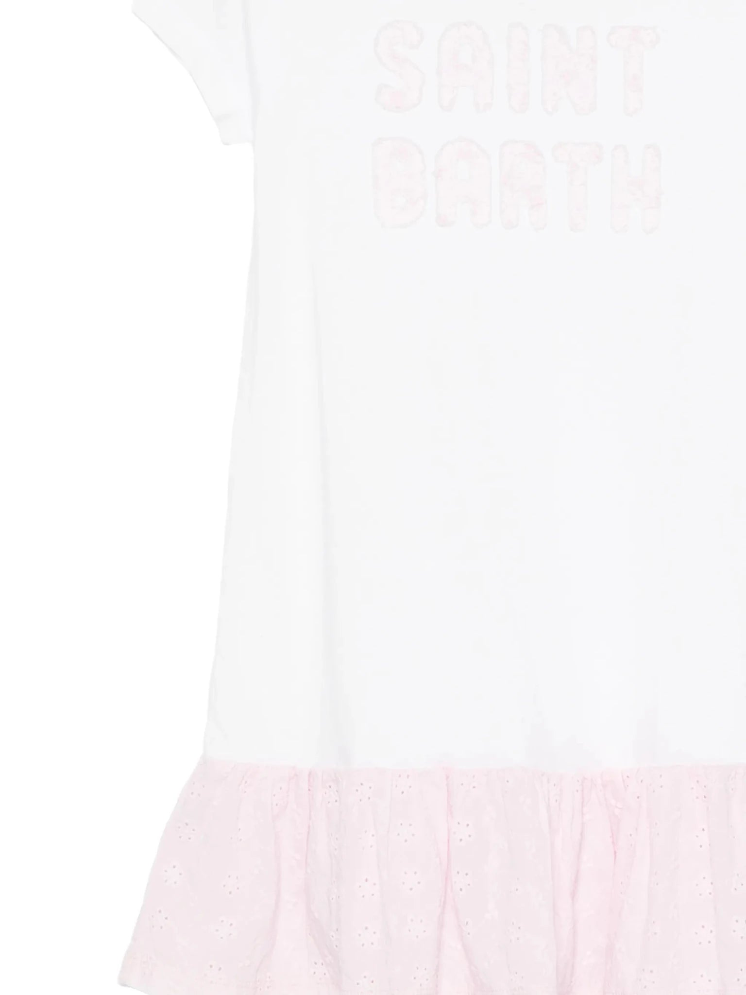 ABITO BIANCO CON VOLANT E LOGO ROSA MC2 SAINT BARTH - Angel Luxury
