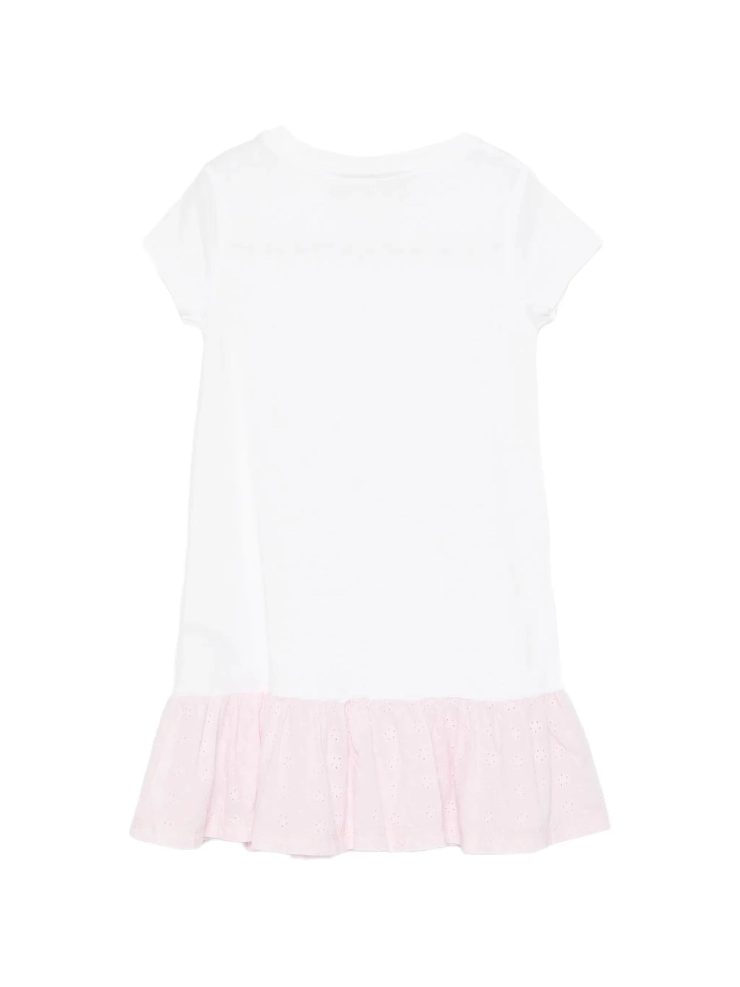 ABITO BIANCO CON VOLANT E LOGO ROSA MC2 SAINT BARTH - Angel Luxury