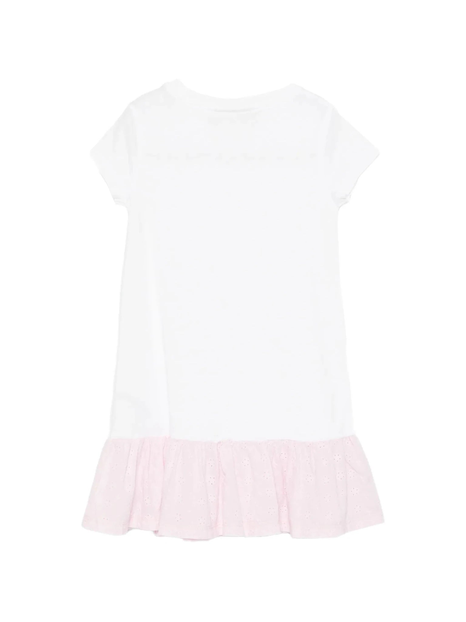 ABITO BIANCO CON VOLANT E LOGO ROSA MC2 SAINT BARTH - Angel Luxury