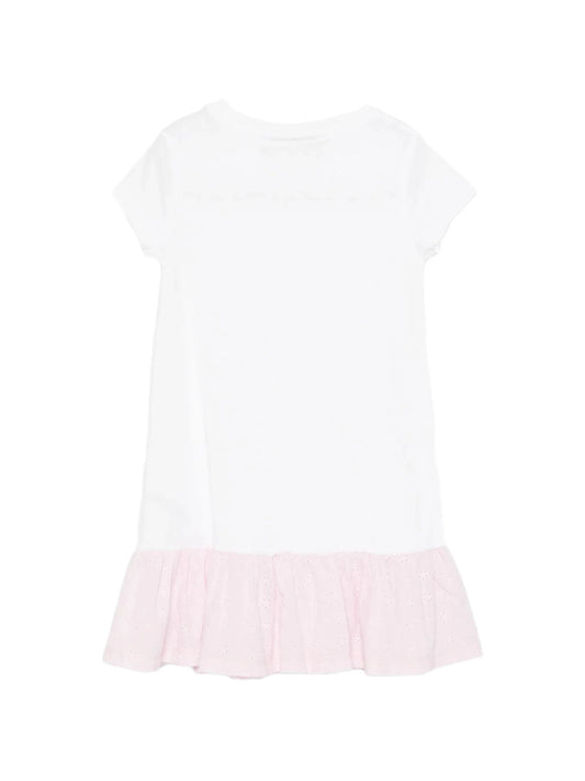 ABITO BIANCO CON VOLANT E LOGO ROSA MC2 SAINT BARTH - Angel Luxury