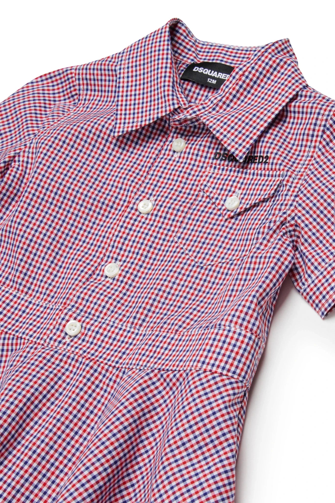 ABITO CAMICIA A QUADRETTI CON TASCHINO SUL DAVANTI E LOGATO NERO DSQUARED2 - Angel Luxury