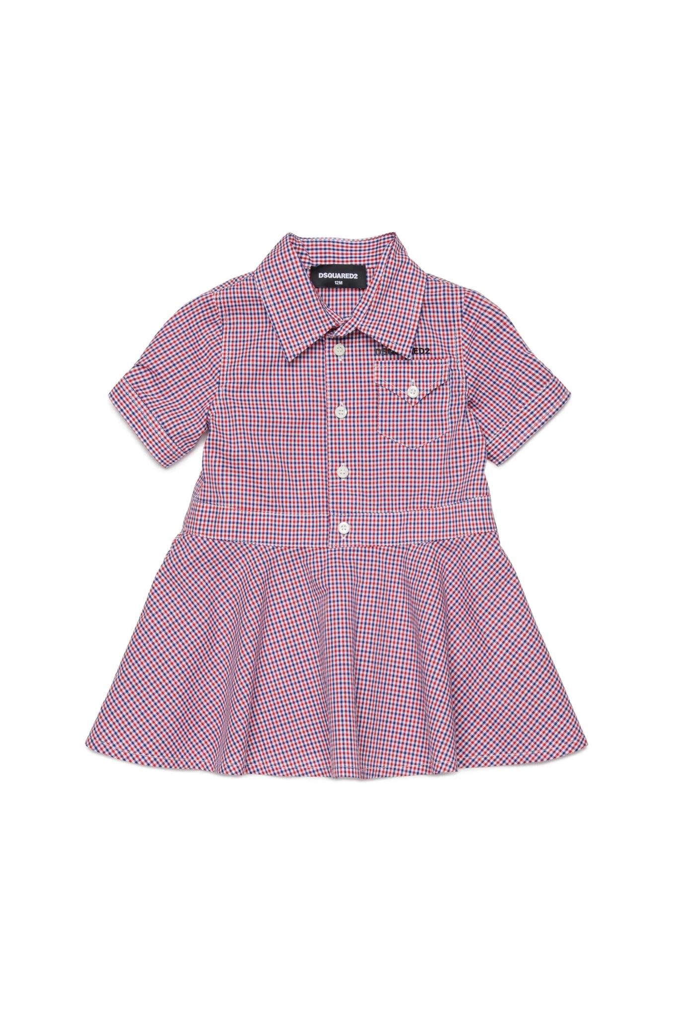 ABITO CAMICIA A QUADRETTI CON TASCHINO SUL DAVANTI E LOGATO NERO DSQUARED2 - Angel Luxury