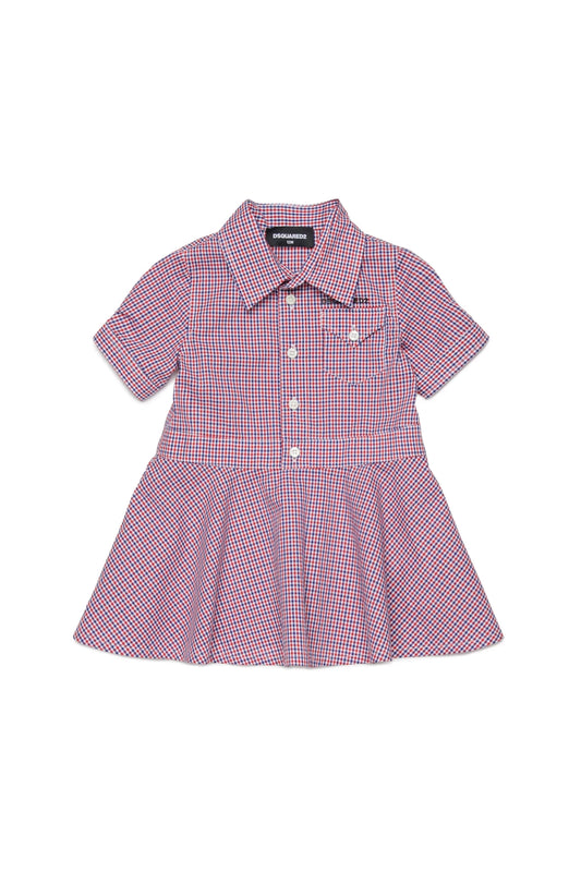 ABITO CAMICIA A QUADRETTI CON TASCHINO SUL DAVANTI E LOGATO NERO DSQUARED2 - Angel Luxury