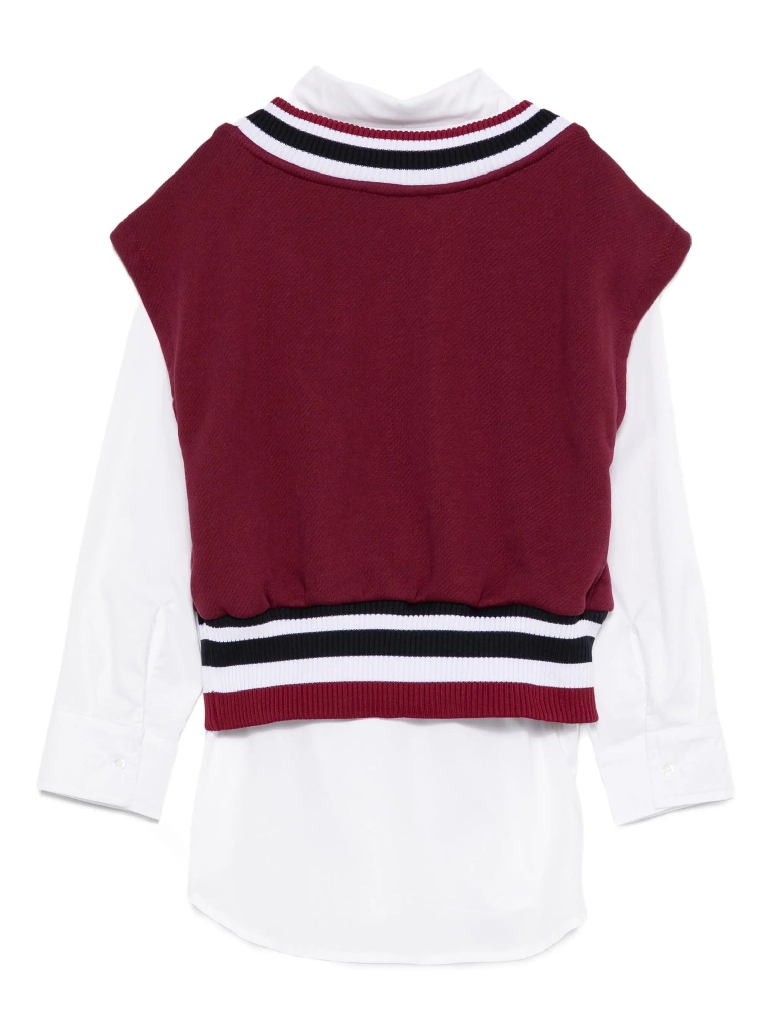 ABITO CAMICIA CON GILET SCOLLO A V BORDEAUX CON LOGO MSGM - Angel Luxury
