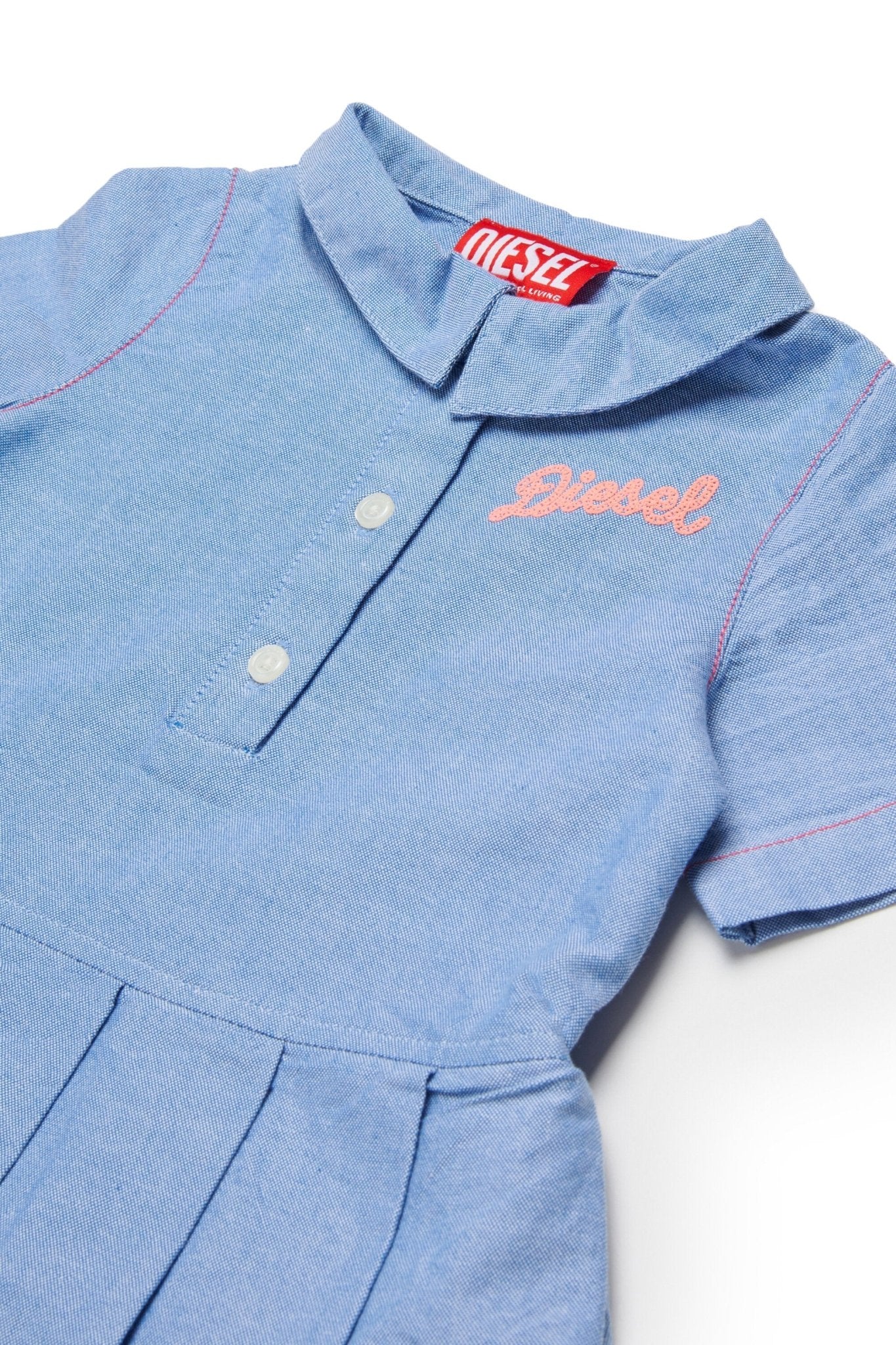 ABITO CAMICIA IN DENIM PLISSETTATO CON LOGO IN RICAMO DIESEL - Angel Luxury