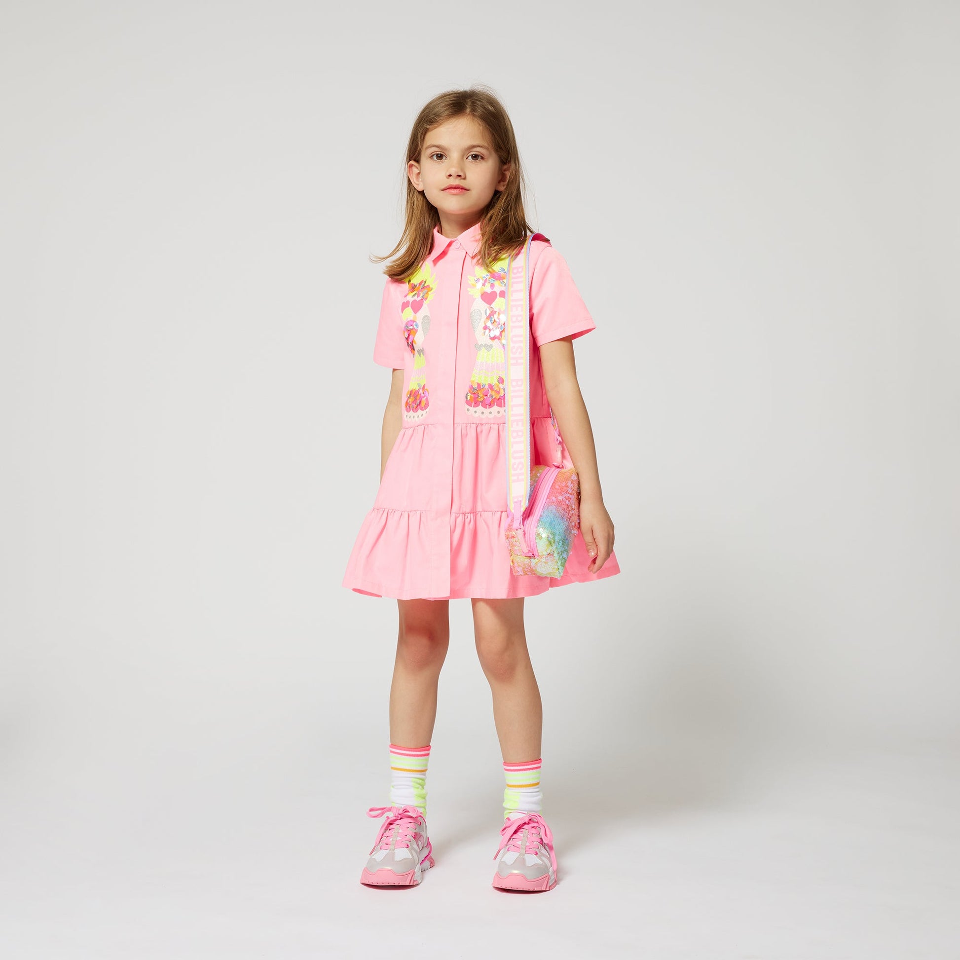 ABITO CAMICIA ROSA CON FANTASIA BLLIEBLUSH - Angel Luxury