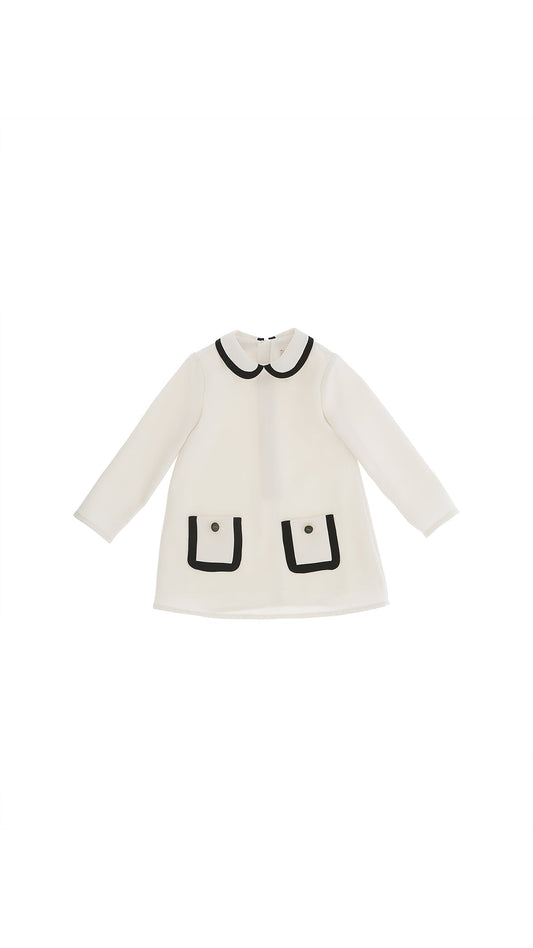 ABITO CON TASCHE MILK/NERO ELISABETTA FRANCHI - Angel Luxury