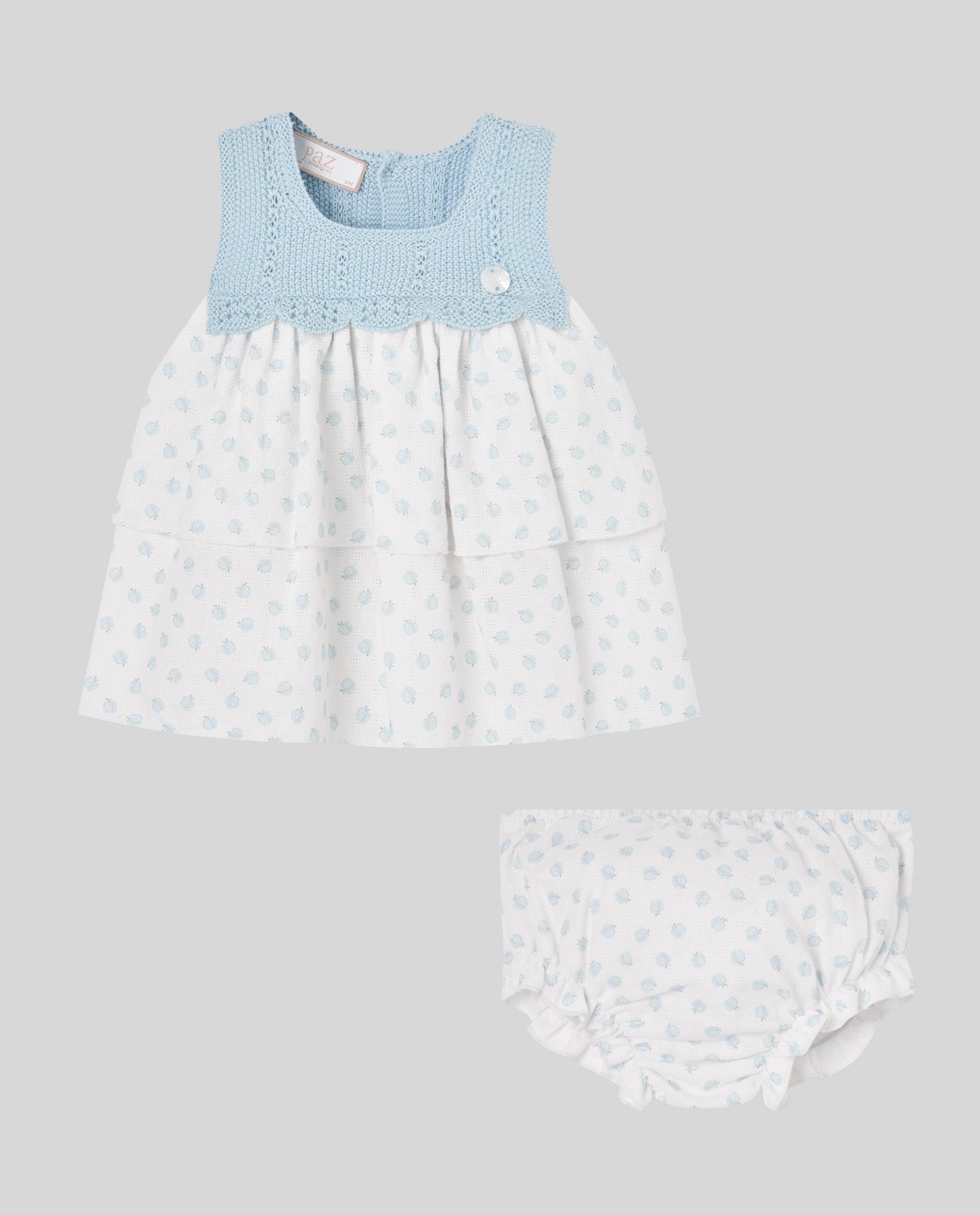 ABITO + CULOTTE BIANCA A FANTASIA NEONATA PAZ RODRIGUEZ - Angel Luxury