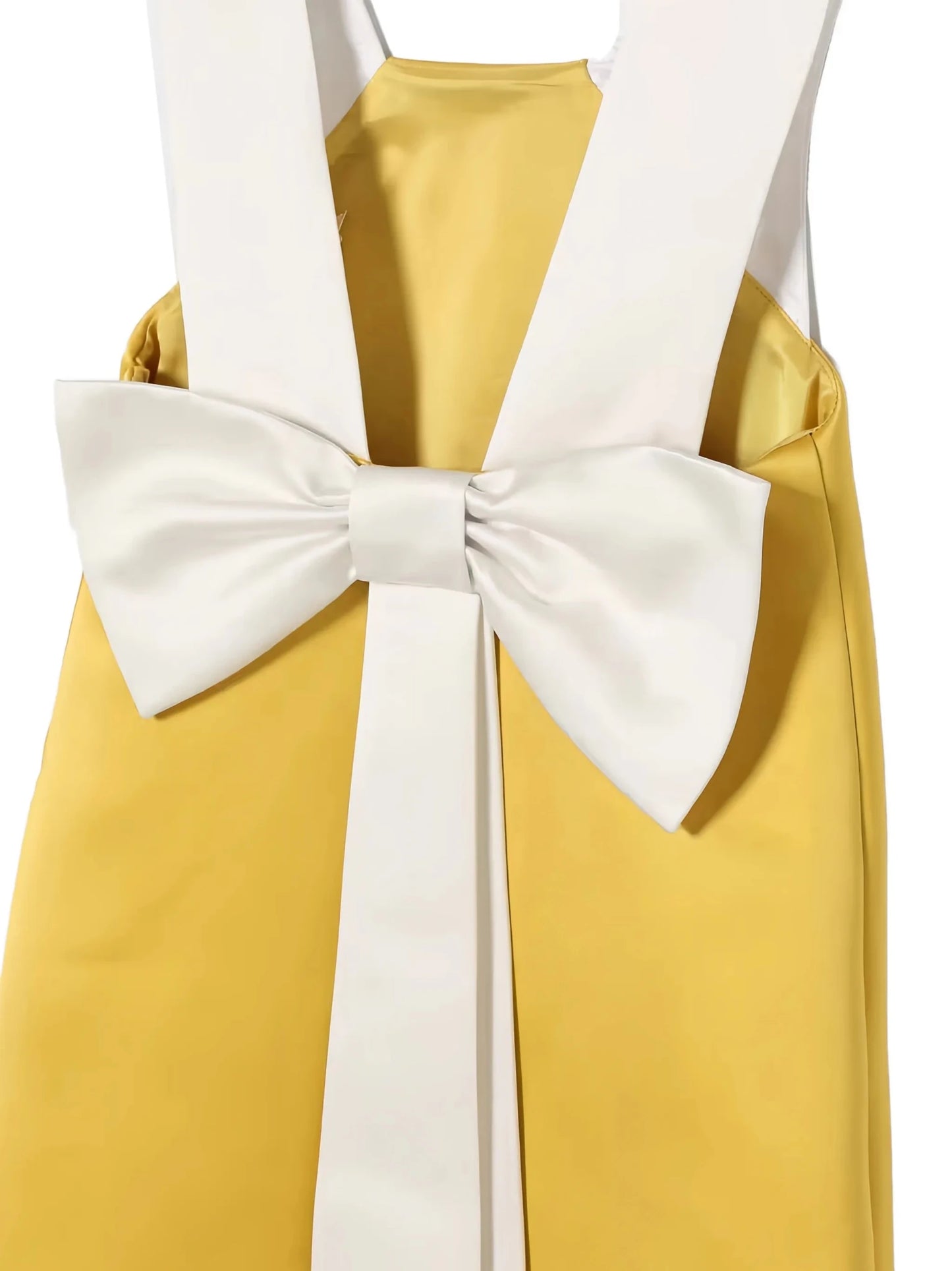 ABITO GIALLO CON FIOCCO SUL RETRO BIANCO ELISABETTA FRANCHI - Angel Luxury