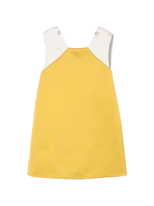ABITO GIALLO CON FIOCCO SUL RETRO BIANCO ELISABETTA FRANCHI - Angel Luxury