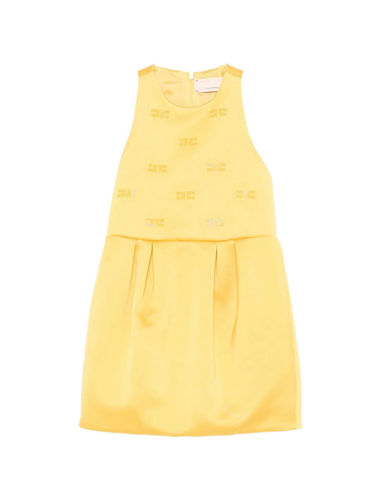 ABITO GIALLO CON STRASS SUL DAVANTI LOGATO ELISABETTA FRANCHI - Angel Luxury