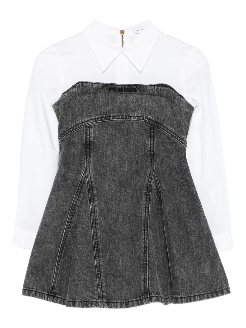 ABITO IN DENIM GRIGIO CON LOGO IN RICAMO NERO PINKO - Angel Luxury