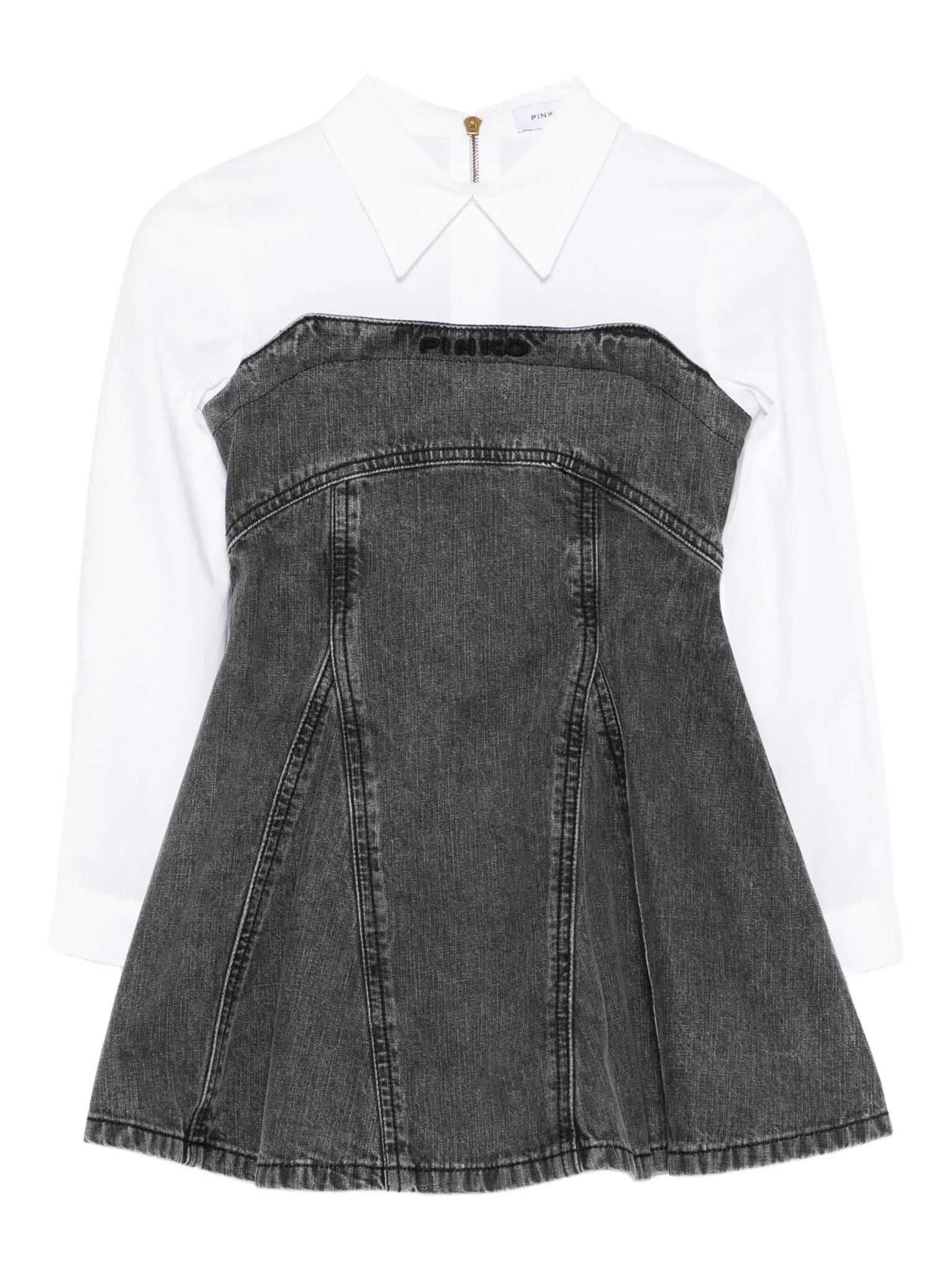 ABITO IN DENIM GRIGIO CON LOGO IN RICAMO NERO PINKO - Angel Luxury