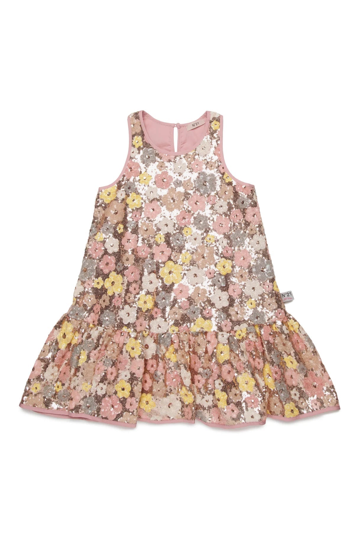 ABITO MULTICOLOR CON FIORI IN PAILLETTES - Angel Luxury