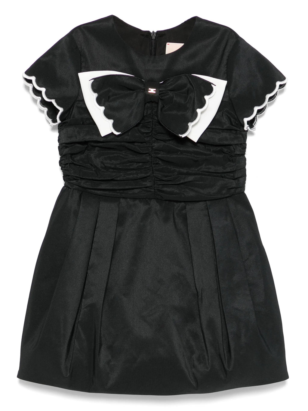 ABITO NERO CON DOPPIO FIOCCO AVORIO - NERO ELISABETTA FRANCHI - Angel Luxury