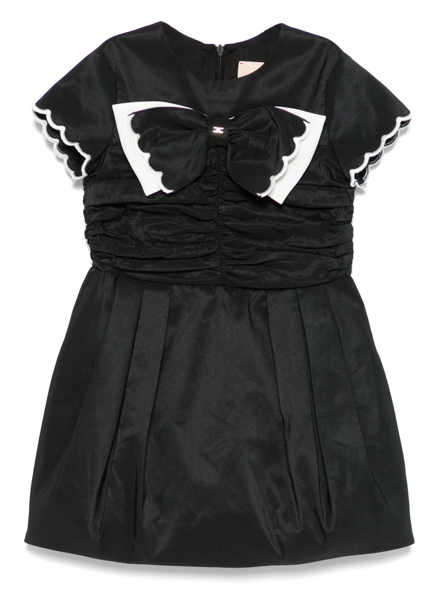 ABITO NERO CON DOPPIO FIOCCO AVORIO - NERO ELISABETTA FRANCHI - Angel Luxury