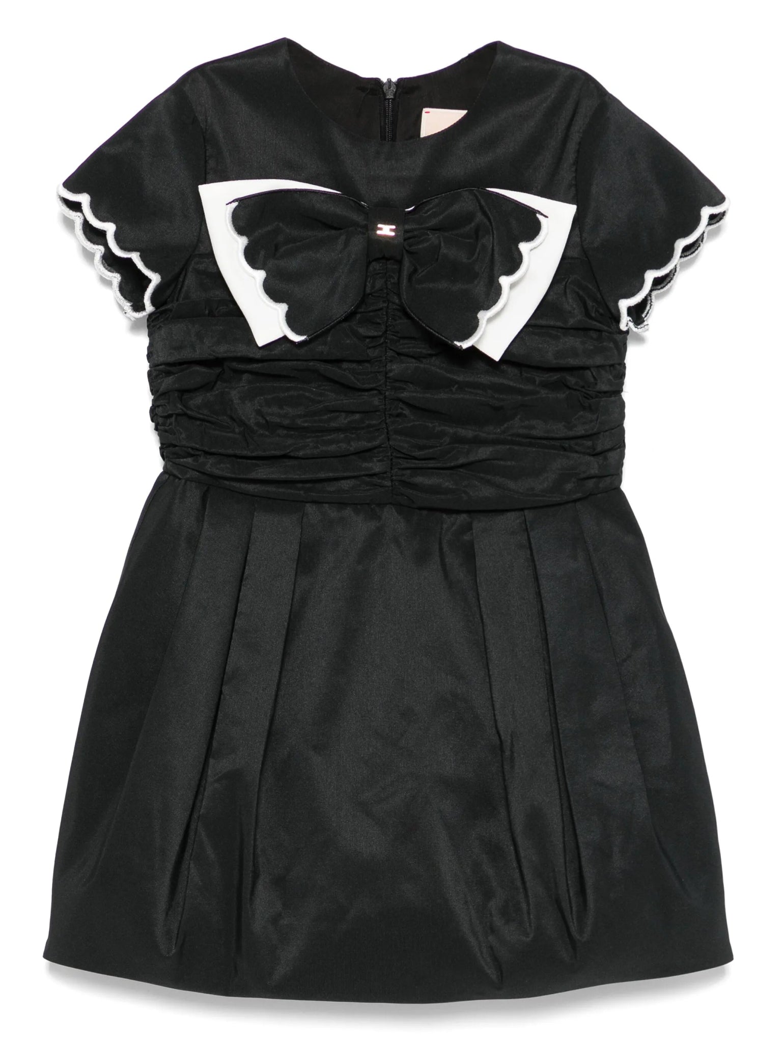ABITO NERO CON DOPPIO FIOCCO AVORIO - NERO ELISABETTA FRANCHI - Angel Luxury